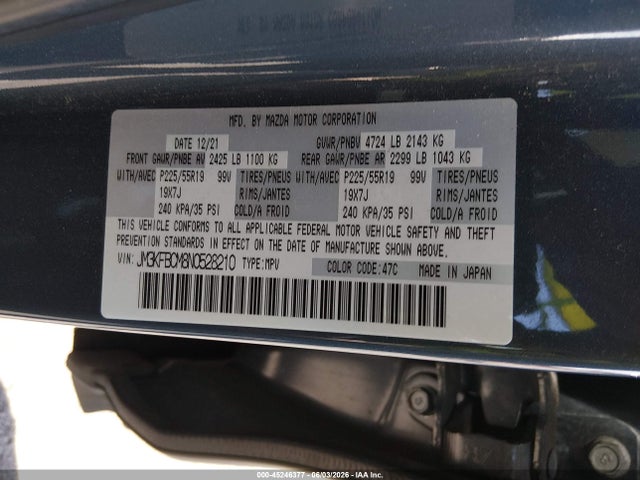 Продаж на аукціоні авто 2022 Mazda Cx-5 2.5 S Carbon Edition, vin: JM3KFBCM8N0528210, номер лоту: 45246377