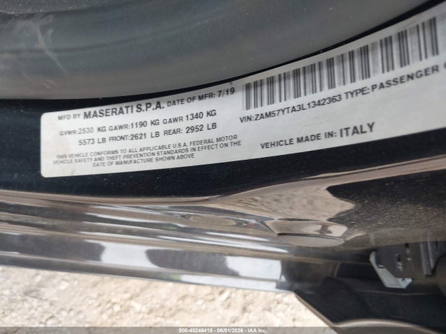 Aukcja sprzedaży 2020 Maserati Ghibli S Q4, vin: ZAM57YTA3L1342363, numer aukcji: 45246418