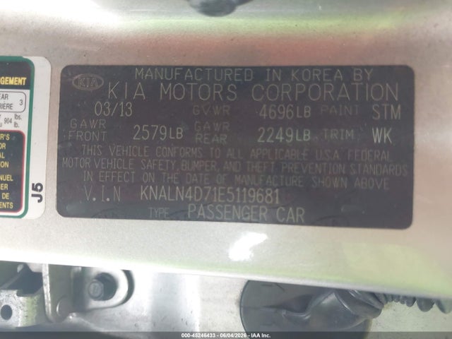 Aukcja sprzedaży 2014 Kia Cadenza Premium, vin: KNALN4D71E5119681, numer aukcji: 45246433
