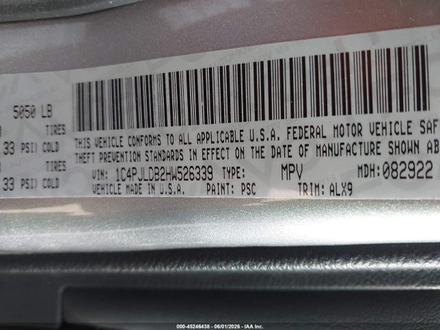 1C4PJLDB2HW526339 Jeep Cherokee Limited Fwd