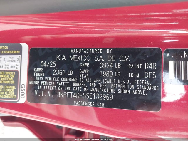 KIA K4 Lxs 2025 3KPFT4DE5SE132969 Image 9