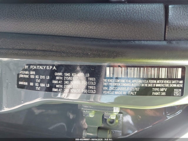 Aukcja sprzedaży 2018 Jeep Renegade Latitude Fwd, vin: ZACCJABB5JPJ23767, numer aukcji: 45246507