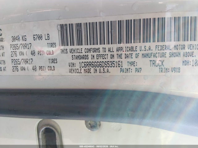 Продаж на аукціоні авто 2013 Ram 1500 Slt, vin: 1C6RR6GG6DS535161, номер лоту: 45246543
