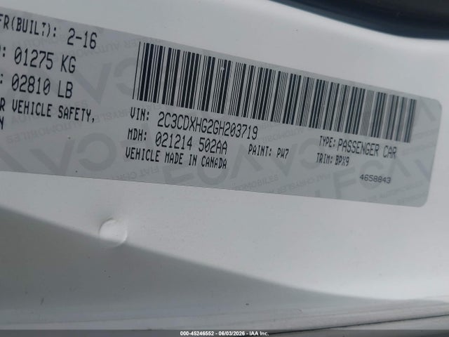 Продаж на аукціоні авто 2016 Dodge Charger Sxt, vin: 2C3CDXHG2GH203719, номер лоту: 45246552