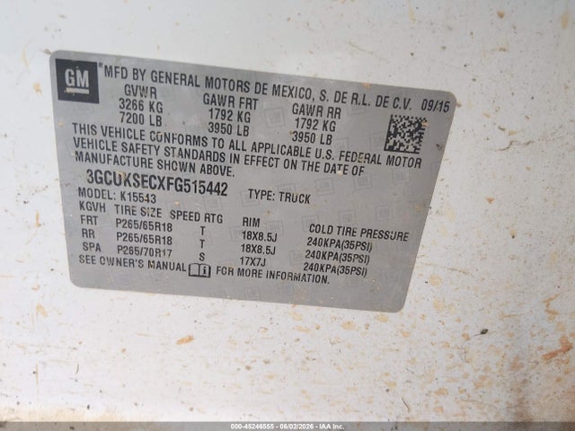3GCUKSECXFG515442 Chevrolet Silverado 1500 2lz