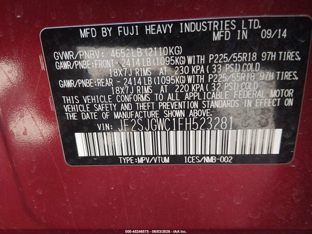 Subaru Forester 2.0xt Touring 2015 JF2SJGWC1FH523281 Image 9