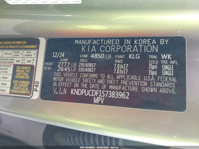 Aukcja sprzedaży 2025 Kia Sportage Lx, vin: KNDPUCDF1S7383962, numer aukcji: 45246593