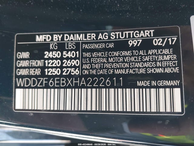 WDDZF6EBXHA222611 Mercedes-Benz Amg E 43 4matic