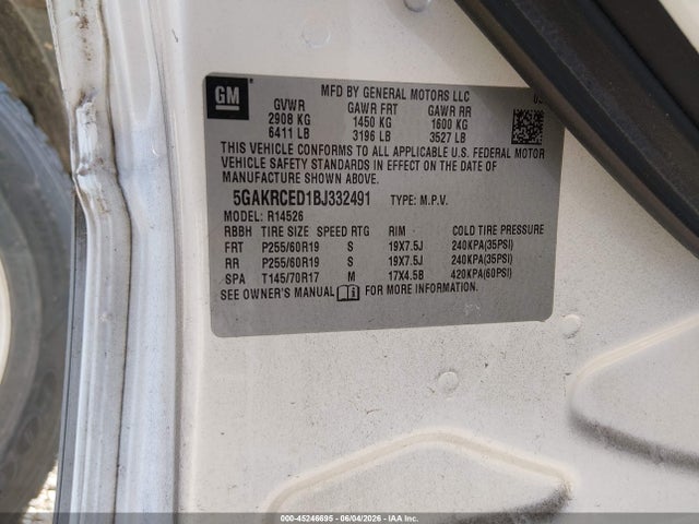 Продажа на аукционе авто 2011 Buick Enclave 2xl, vin: 5GAKRCED1BJ332491, номер лота: 45246695