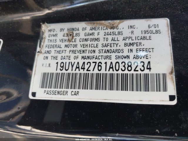 Продаж на аукціоні авто 2001 Acura Cl 3.2 Type S, vin: 19UYA42761A038234, номер лоту: 45246709