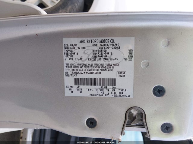 Продаж на аукціоні авто 2005 Ford Explorer Sport Trac Adrenalin/xls/xlt, vin: 1FMDU67KX5UB55800, номер лоту: 45246720