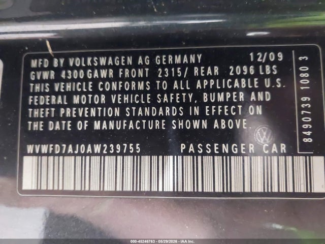 Aukcja sprzedaży 2010 Volkswagen Gti 2-door, vin: WVWFD7AJ0AW239755, numer aukcji: 45246763