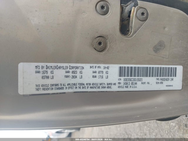45246794 :رقم المزاد ، 1B3ES56C33D155221 vin ، 2003 Dodge Neon Sxt مزاد بيع