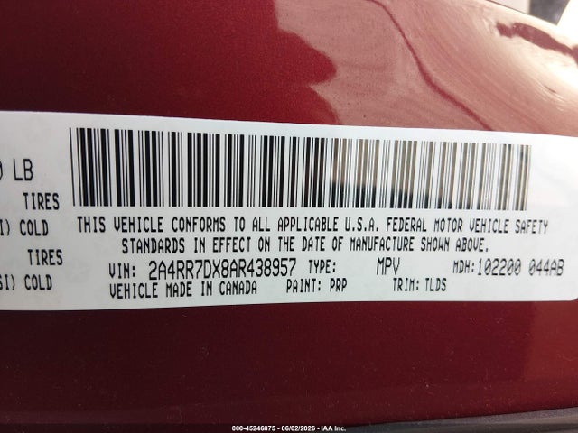 Aukcja sprzedaży 2010 Chrysler Town & Country New Limited, vin: 2A4RR7DX8AR438957, numer aukcji: 45246875