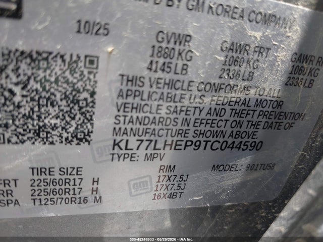 45246933 :رقم المزاد ، KL77LHEP9TC044590 vin ، 2026 Chevrolet Trax Fwd Lt مزاد بيع