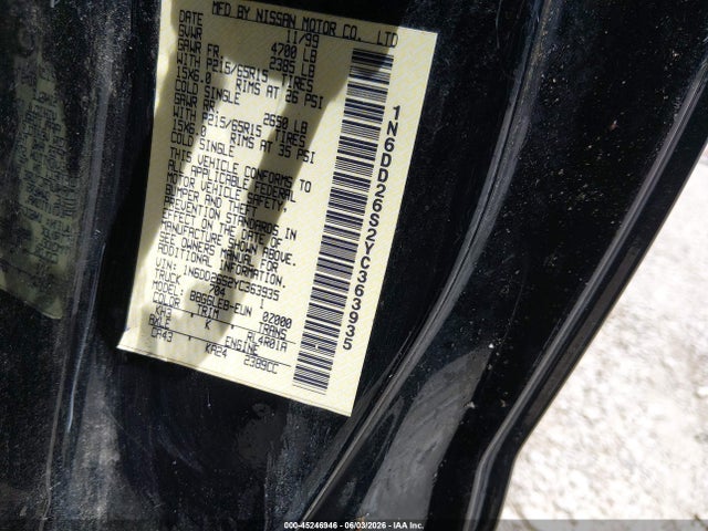45246946 :رقم المزاد ، 1N6DD26S2YC363935 vin ، 2000 Nissan Frontier Xe مزاد بيع