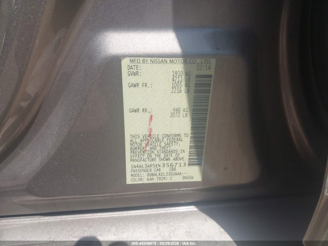 Aukcja sprzedaży 2014 Nissan Altima 2.5 S, vin: 1N4AL3AP5EN356713, numer aukcji: 45246975