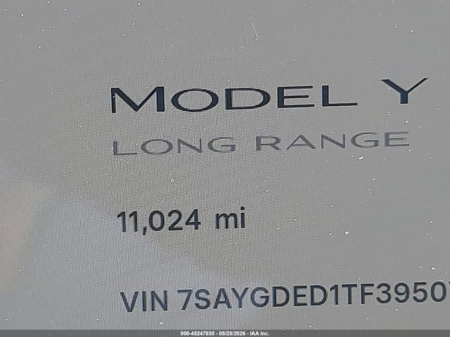 Aukcja sprzedaży 2026 Tesla Model Y Premium Rear-wheel Drive/rear-wheel Drive, vin: 7SAYGDED1TF395073, numer aukcji: 45247030