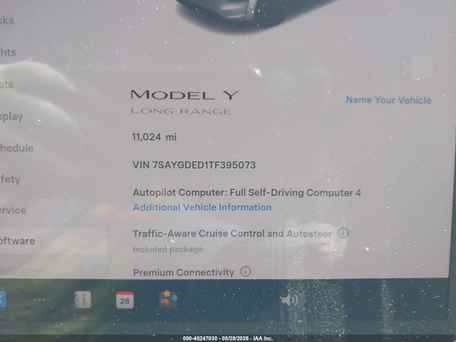 Aukcja sprzedaży 2026 Tesla Model Y Premium Rear-wheel Drive/rear-wheel Drive, vin: 7SAYGDED1TF395073, numer aukcji: 45247030