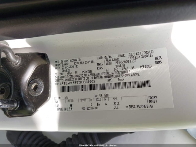 Ford F-150 Platinum 2016 1FTEW1EF7GFB36902 Image 9
