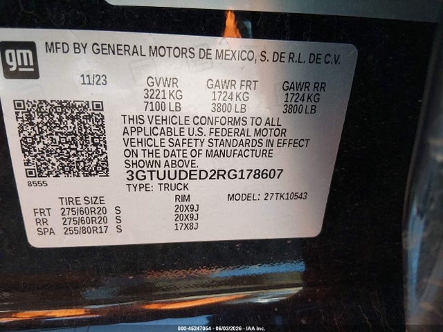 45247054 :رقم المزاد ، 3GTUUDED2RG178607 vin ، 2024 Gmc Sierra 1500 4wd  Short Box Slt مزاد بيع