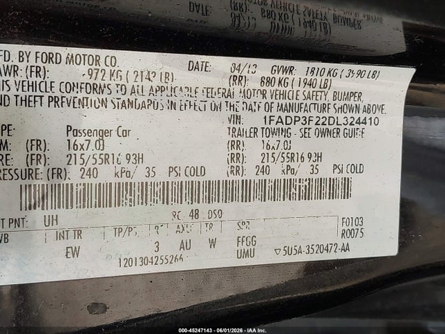 Aukcja sprzedaży 2013 Ford Focus Se, vin: 1FADP3F22DL324410, numer aukcji: 45247143