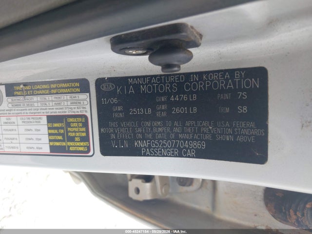 Aukcja sprzedaży 2007 Kia Rondo Lx, vin: KNAFG525077049869, numer aukcji: 45247154