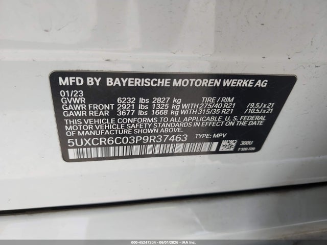 Aukcja sprzedaży 2023 Bmw X5 Xdrive40i, vin: 5UXCR6C03P9R37463, numer aukcji: 45247204