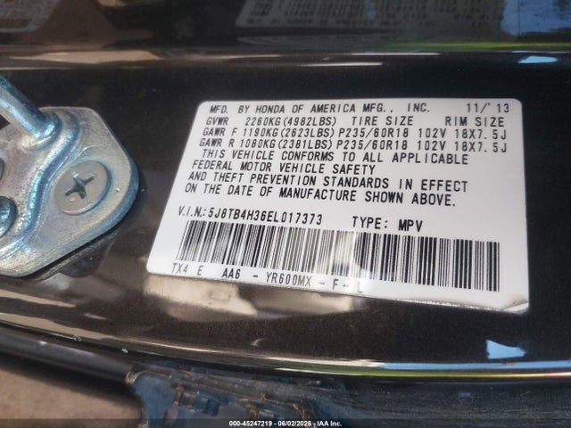 2014 Acura Rdx მანქანა იყიდება აუქციონზე, vin: 5J8TB4H36EL017373, აუქციონის ნომერი: 45247219