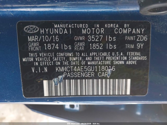 Продаж на аукціоні авто 2016 Hyundai Accent Se, vin: KMHCT4AE5GU118016, номер лоту: 45247255