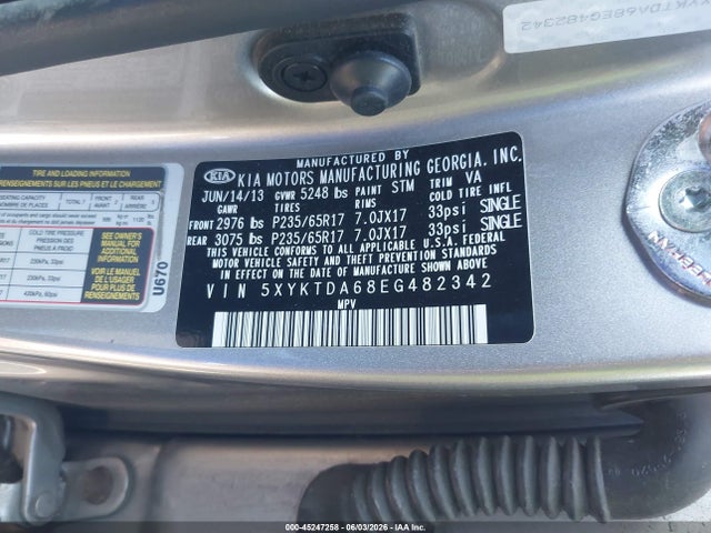 5XYKTDA68EG482342 KIA SORENTO LX