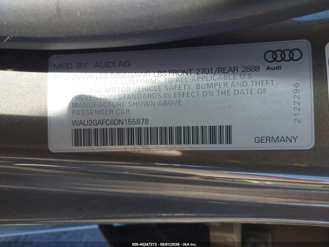 Aukcja sprzedaży 2013 Audi A7 3.0t Premium, vin: WAU2GAFC6DN155878, numer aukcji: 45247273
