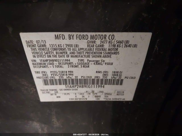 Aukcja sprzedaży 2014 Ford Taurus Sel, vin: 1FAHP2H89EG111994, numer aukcji: 45247277