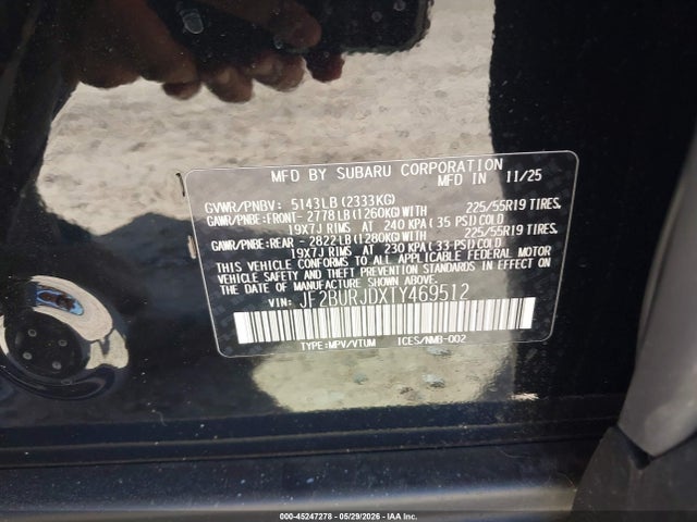 Subaru Outback Touring Xt 2026 JF2BURJDXTY469512 Image 9
