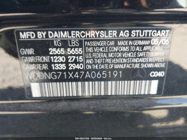 Aukcja sprzedaży 2007 Mercedes-benz S 550, vin: WDDNG71X47A065191, numer aukcji: 45247308