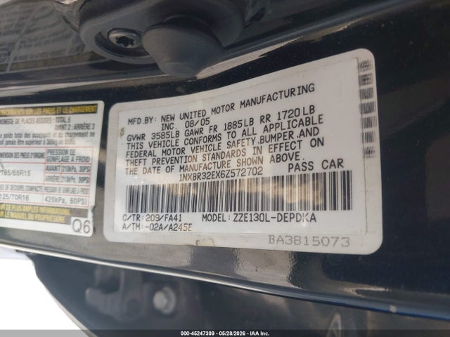 Aukcja sprzedaży 2006 Toyota Corolla Ce, vin: 1NXBR32EX6Z572702, numer aukcji: 45247309