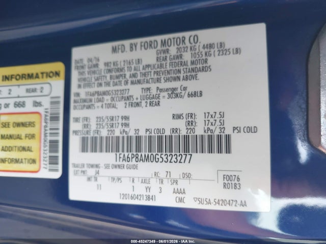 Ford Mustang V6 2016 1FA6P8AM0G5323277 Image 9