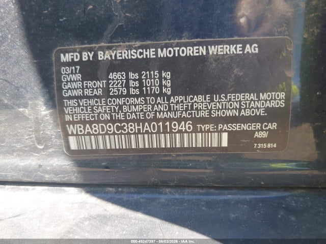 BMW 330i Xdrive 2017 WBA8D9C38HA011946 Image 9