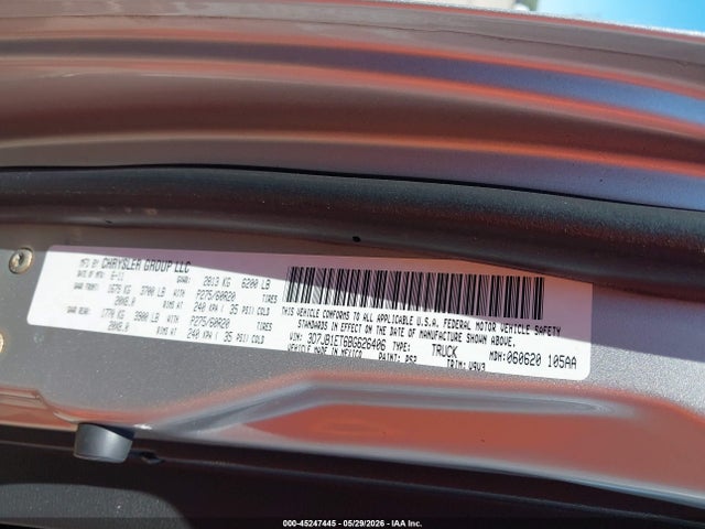 Auction sale of the 2011 Ram Ram 1500 St, vin: 3D7JB1ET6BG626406, lot number: 45247445
