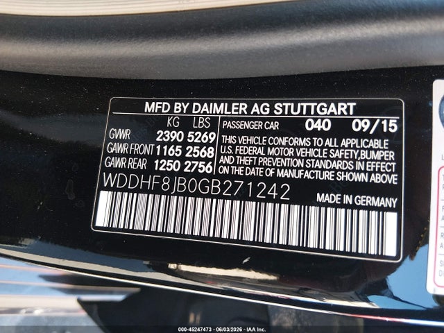Продаж на аукціоні авто 2016 Mercedes-benz E 350 4matic, vin: WDDHF8JB0GB271242, номер лоту: 45247473