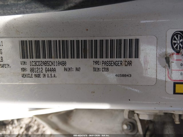 Aukcja sprzedaży 2012 Dodge Avenger Se, vin: 1C3CDZAB5CN110480, numer aukcji: 45247475
