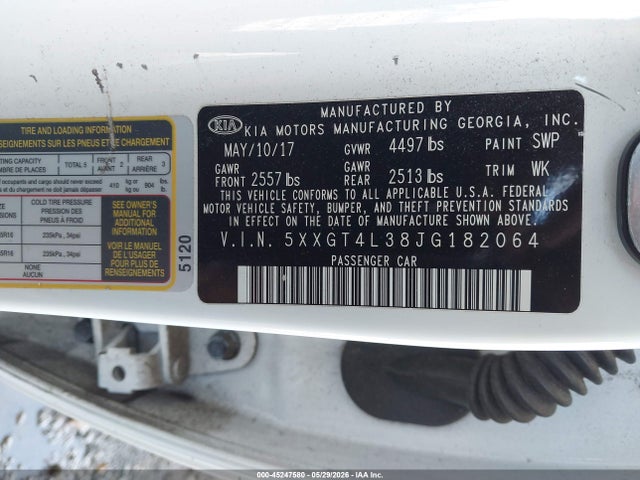 Aukcja sprzedaży 2018 Kia Optima Lx, vin: 5XXGT4L38JG182064, numer aukcji: 45247580