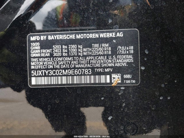 5UXTY3C02M9E60783 BMW X3 Sdrive30i