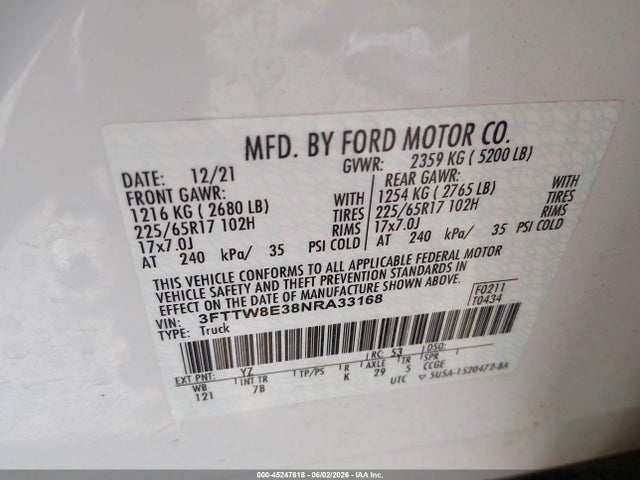 Ford Maverick Xlt 2022 3FTTW8E38NRA33168 Image 9