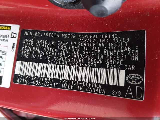 Продажа на аукционе авто 2009 Toyota Corolla, vin: 2T1BU40E09C144571, номер лота: 45247656