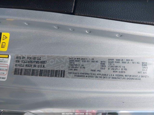 45247681 :رقم المزاد ، 1C4JJXR67PW516087 vin ، 2023 Jeep Wrangler 4xe Rubicon 4x4 مزاد بيع