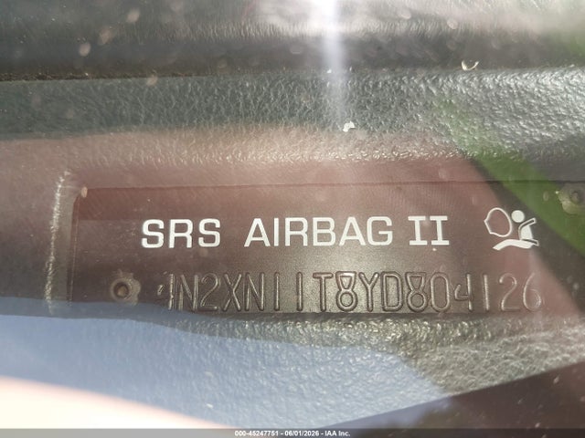 Продаж на аукціоні авто 2000 Nissan Quest Gle/gxe/se-cloth/se-leather, vin: 4N2XN11T8YD804126, номер лоту: 45247751