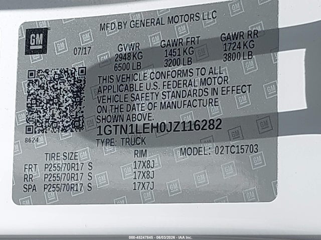 1GTN1LEH0JZ116282 GMC SIERRA 1500