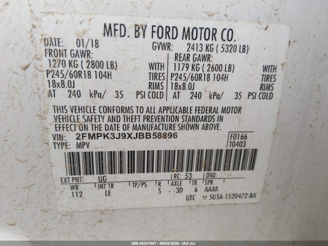 Ford EDGE SEL 2018 2FMPK3J9XJBB58896 Image 9