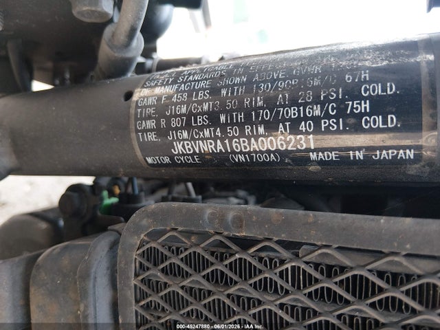 Aukcja sprzedaży 2011 Kawasaki Vn1700 A, vin: JKBVNRA16BA006231, numer aukcji: 45247880